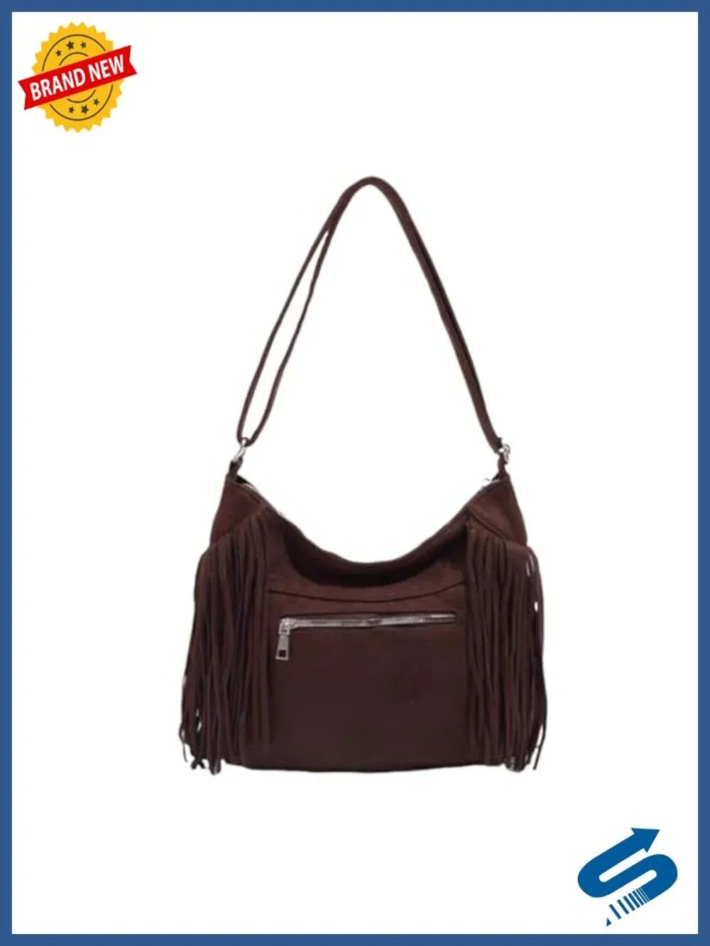Vintage Suede Fringe Hobo Bag Tote Shoulder Crossbody Hippie Western Cowgirl